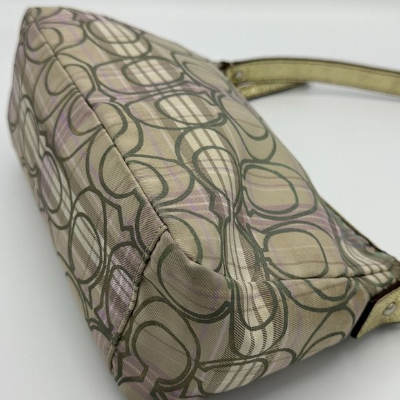 Coach Mini Tartan Plaid Lavender Signature Top Handle Pouch in EUC - Picture 6 of 15